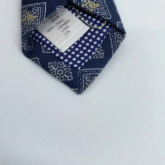 Eton Tie‎ Men One Size Blue Patterned Linen Classic Fit Professional Necktie NWT